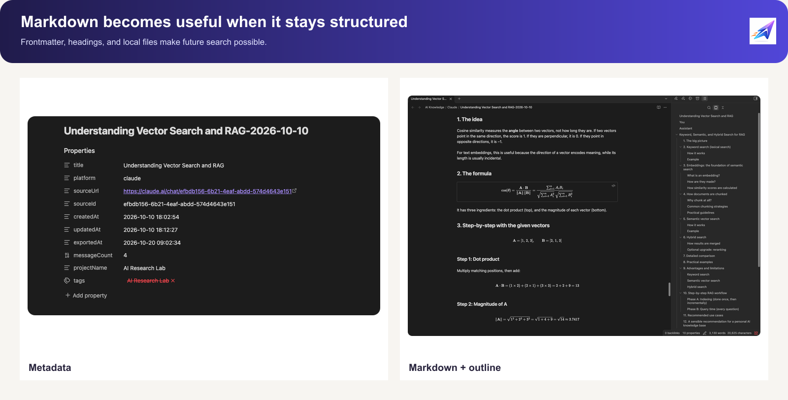 Claude export opened in Obsidian as Markdown