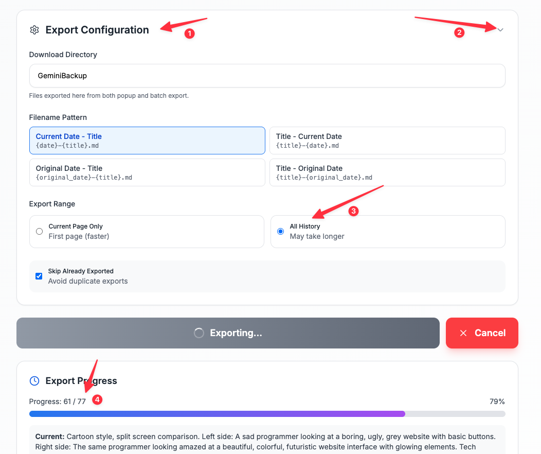 buk-export-configration