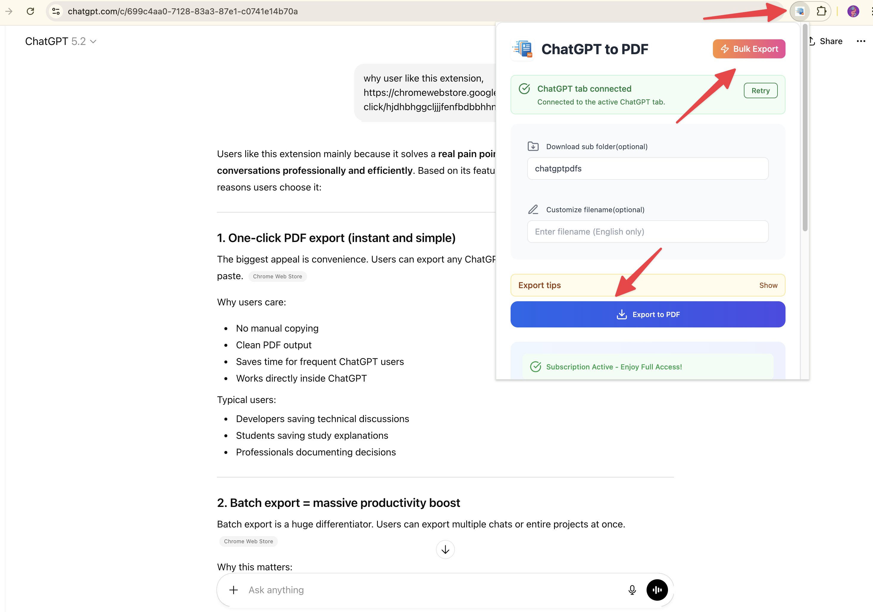 One-Click PDF Export