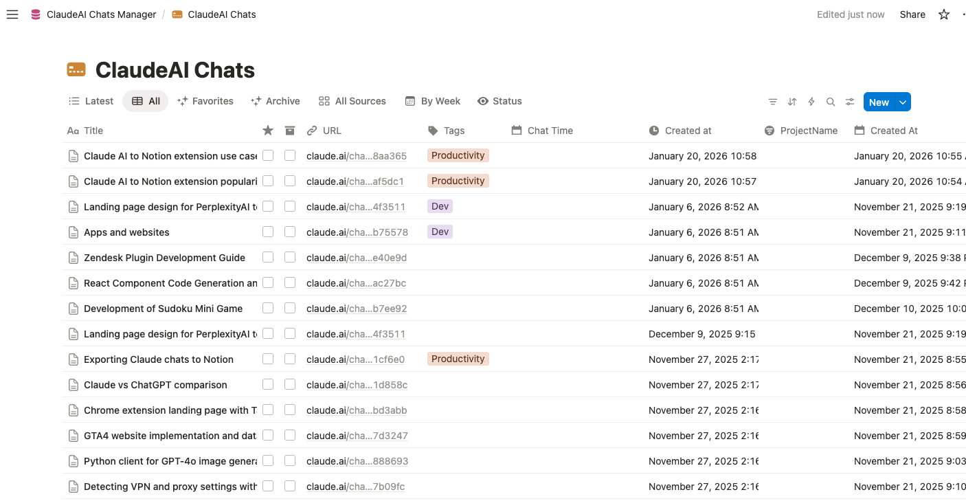 Full Artifact History Export