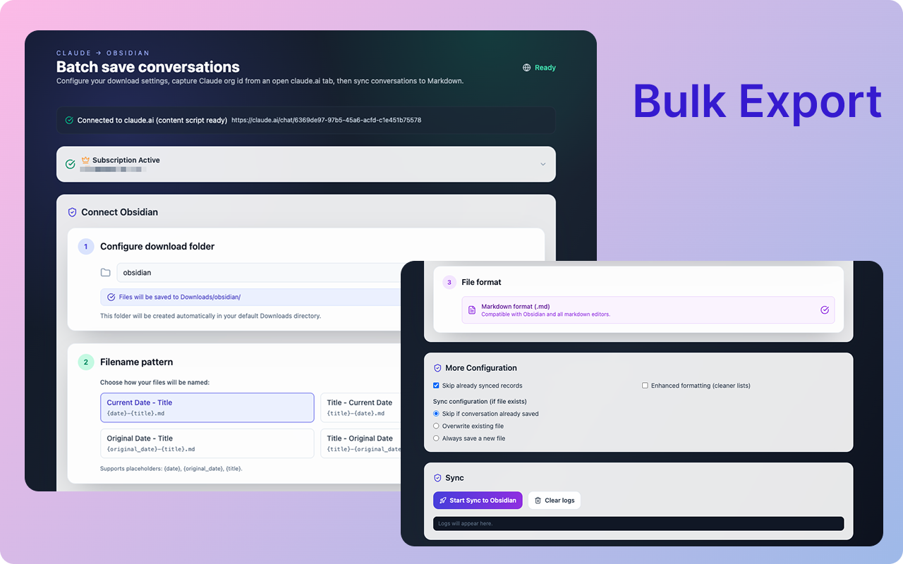 Bulk Export & Backup