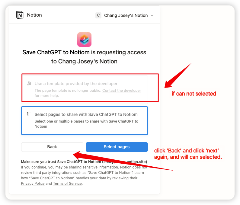 Notion authorization flow