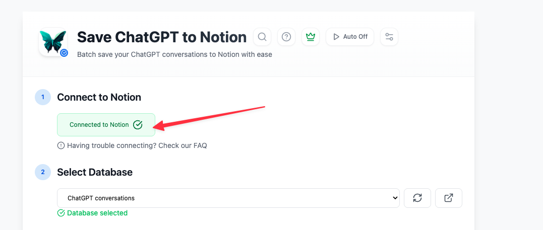 Click the Notion authorization button