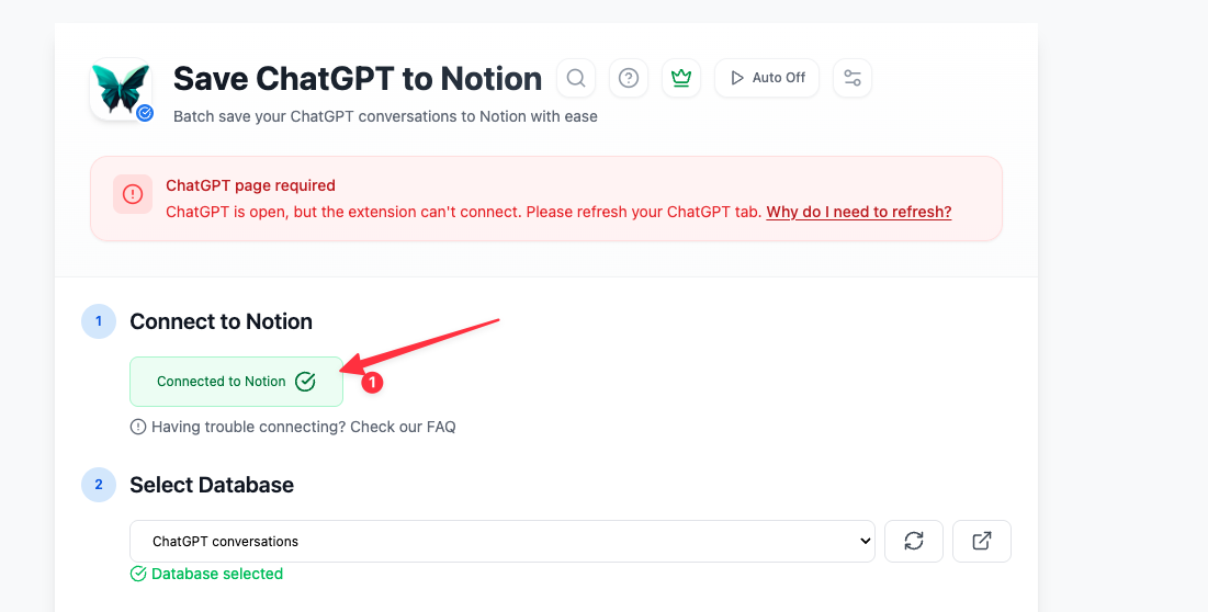 Open Notion authorization from the extension