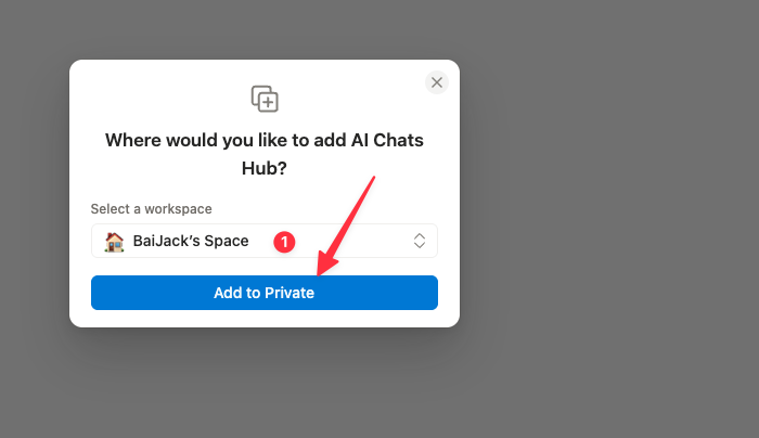 Add the template to your private workspace