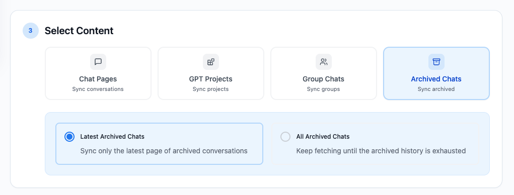 Archived Chats mode with latest-page and complete-history options