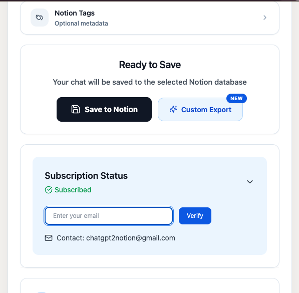 Verified subscription shown as Subscribed