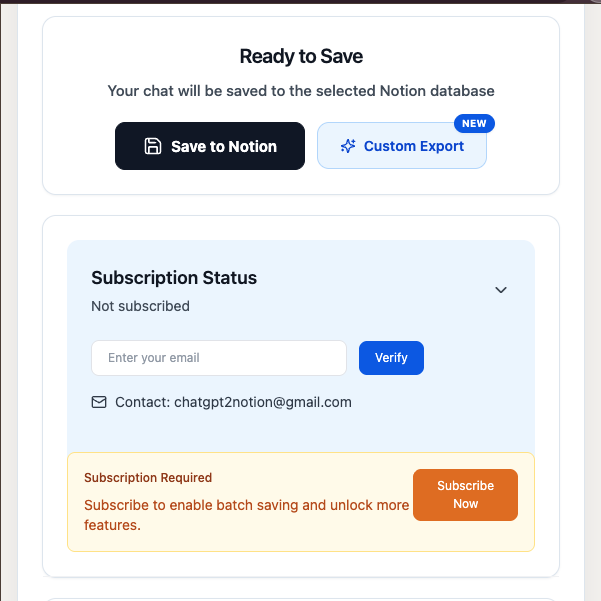 Subscription Status in the extension popup