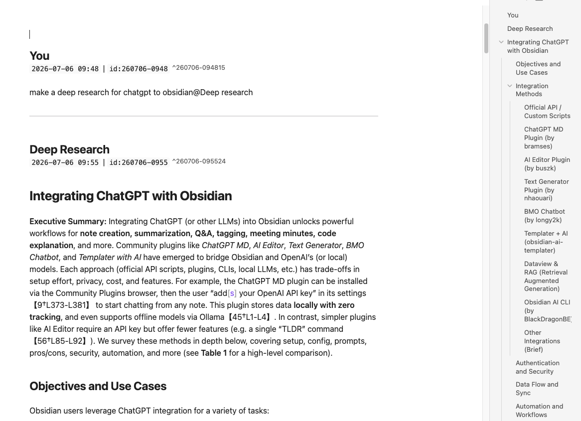 Deep Research Markdown export
