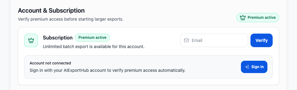 Bulk Download Account and Subscription panel with Premium active status