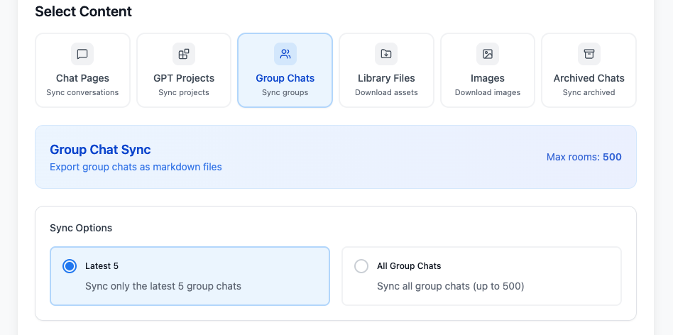 Group Chats mode with Latest 5, All Group Chats, and the 500-room maximum