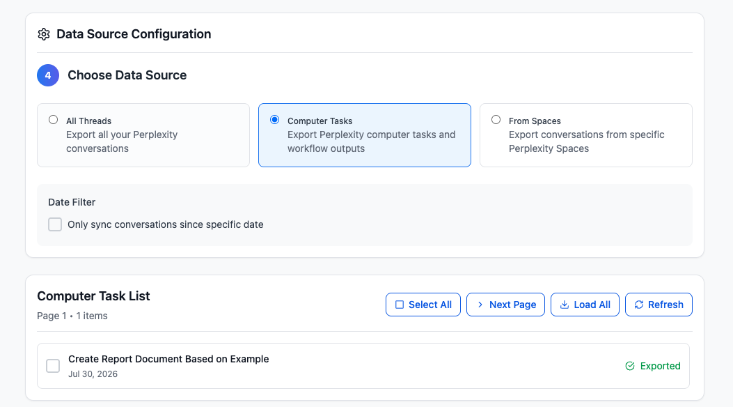 Computer Task List in Batch Export