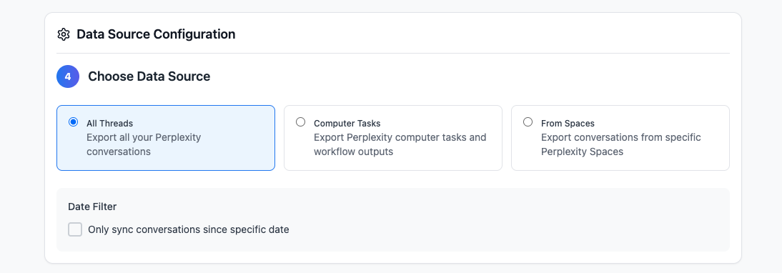 Data Source Configuration in Batch Export
