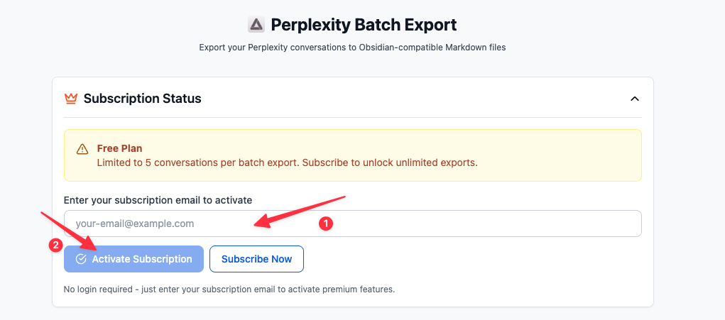 Enter subscription email and click Activate Subscription