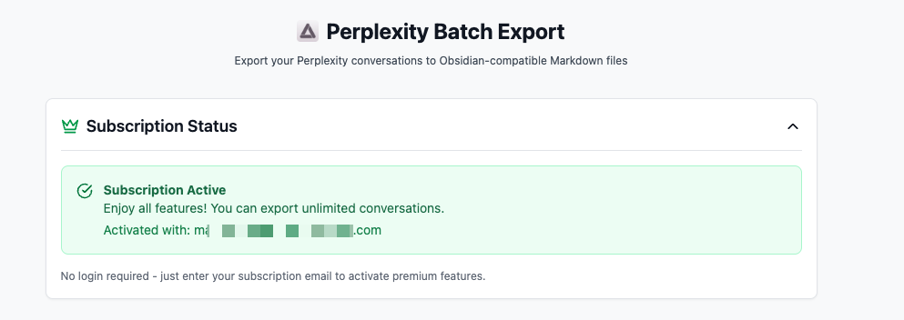 Subscription Active status after refreshing the Batch Export page