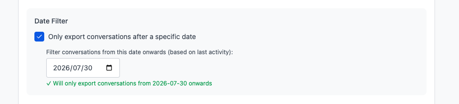 Date filter enabled for an incremental Perplexity conversation backup