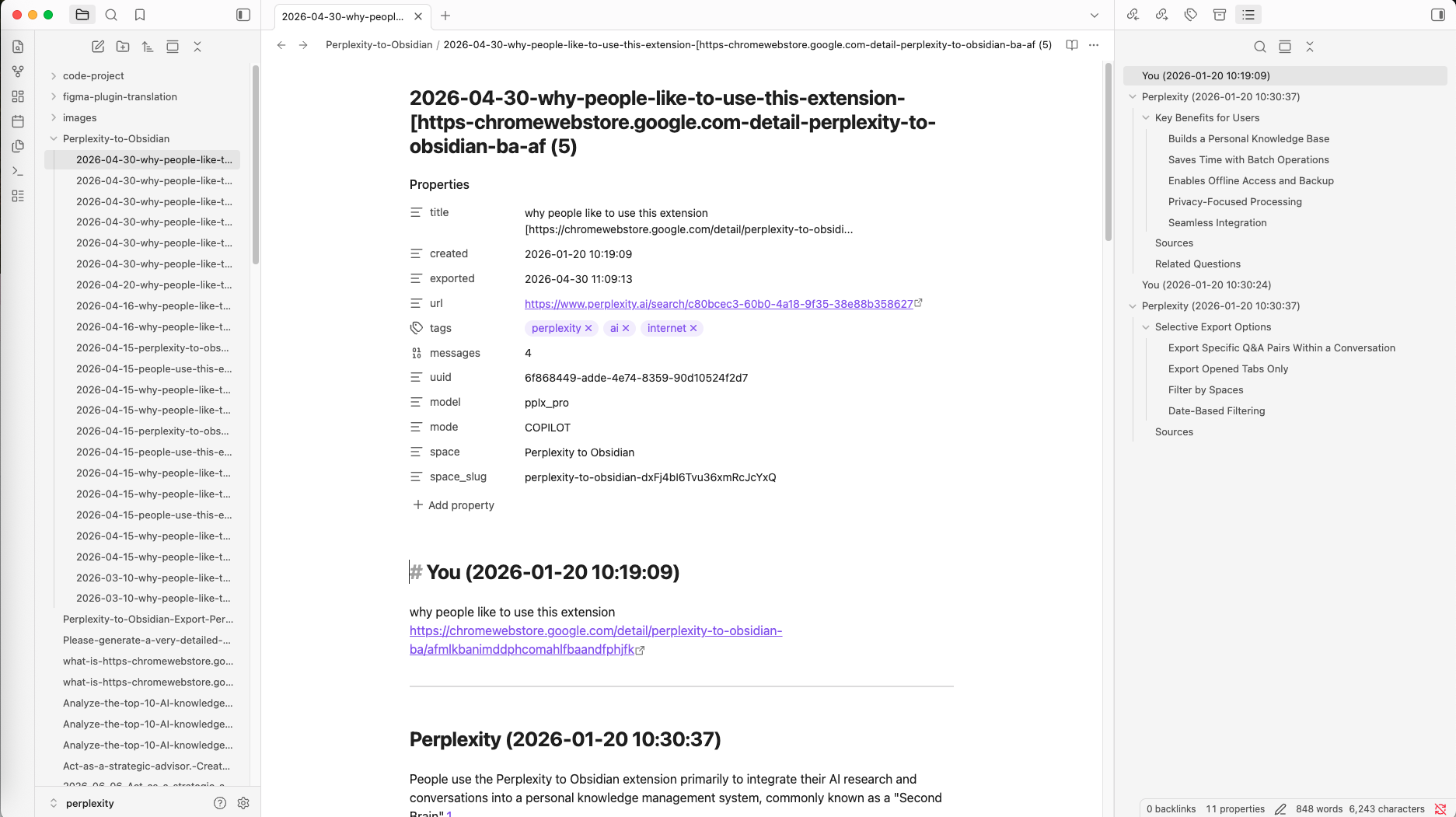 Obsidian Markdown Output
