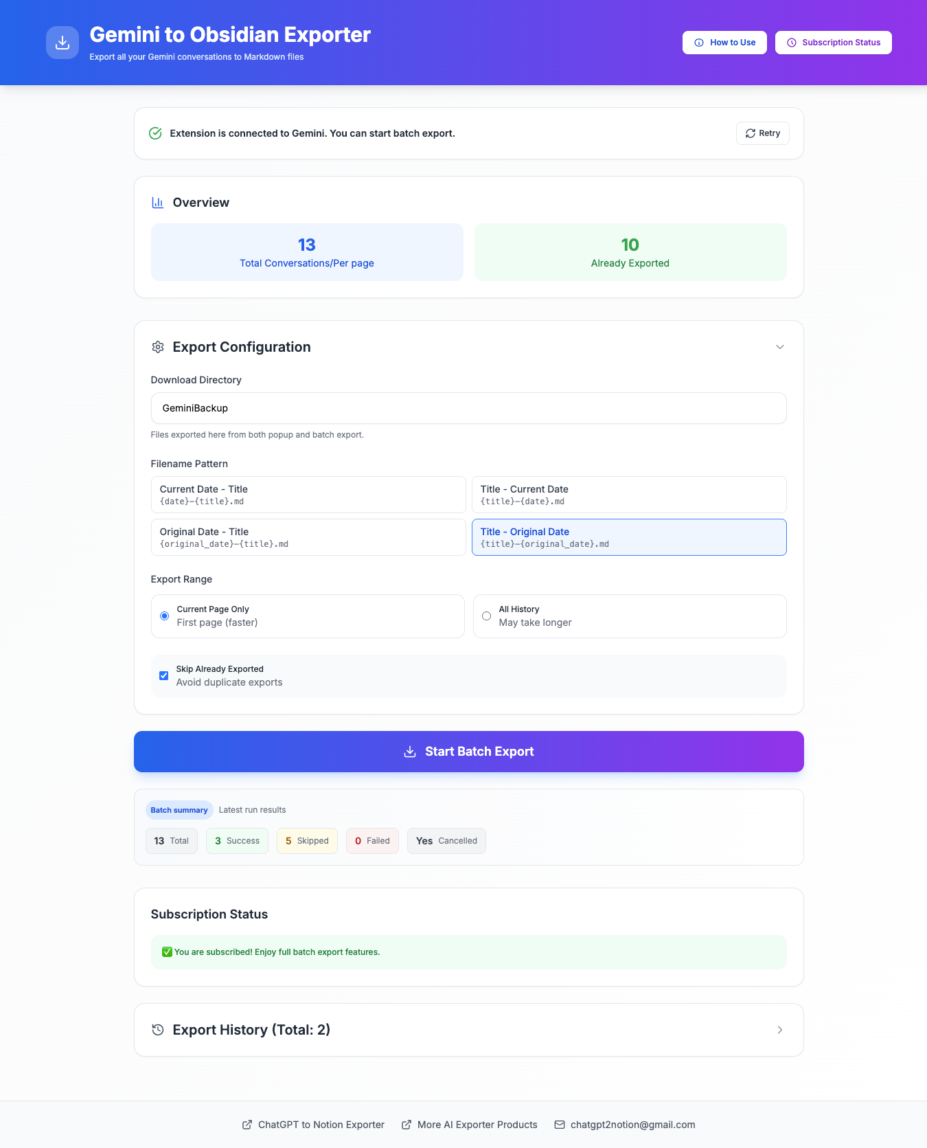 Batch Export with Smart Deduplication