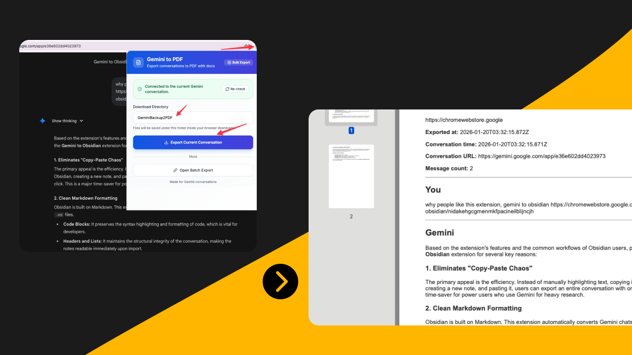 Gemini to PDF - Chrome Extension