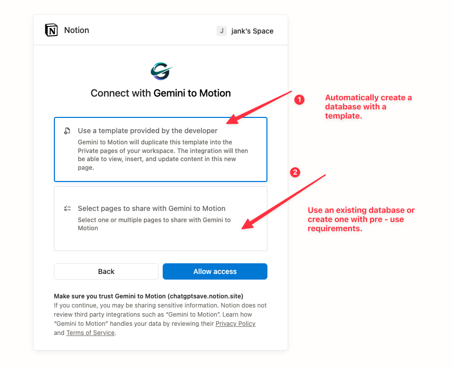 Notion authorization flow
