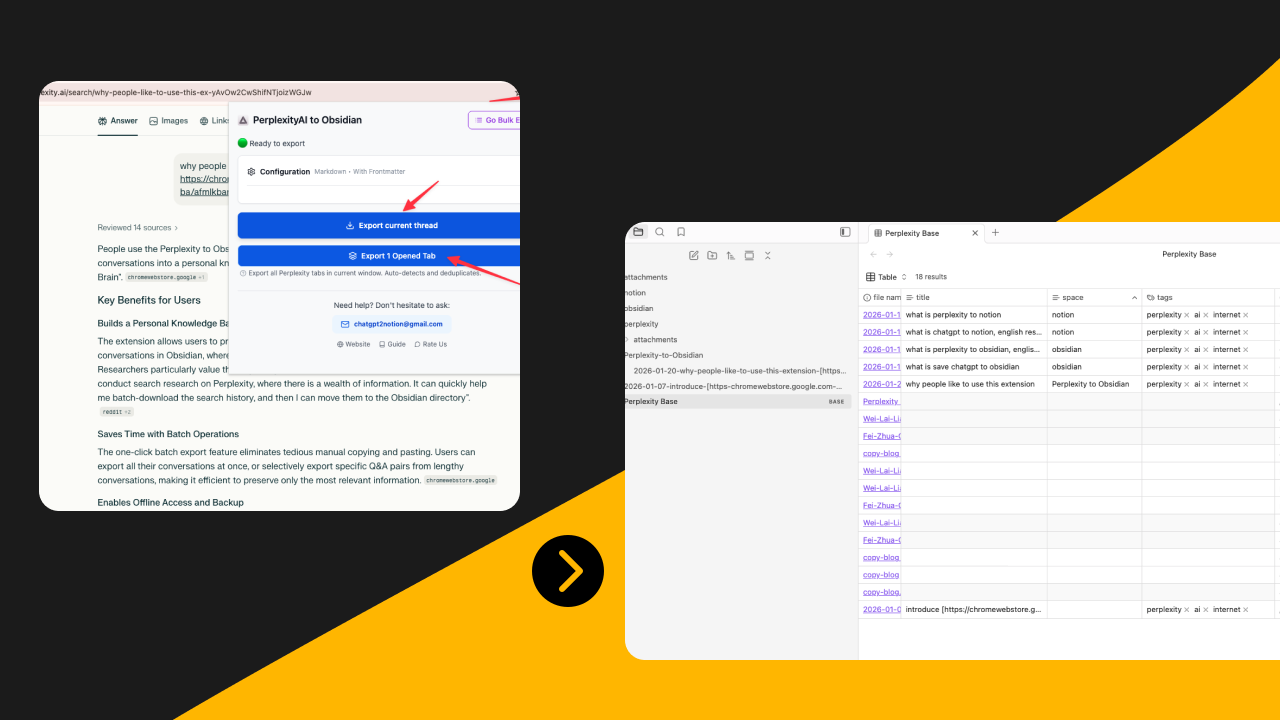 Perplexity to Obsidian - Chrome Extension