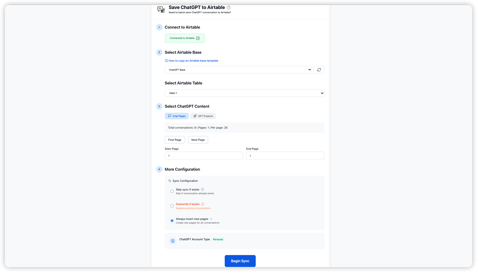 Batch-sync your ChatGPT history