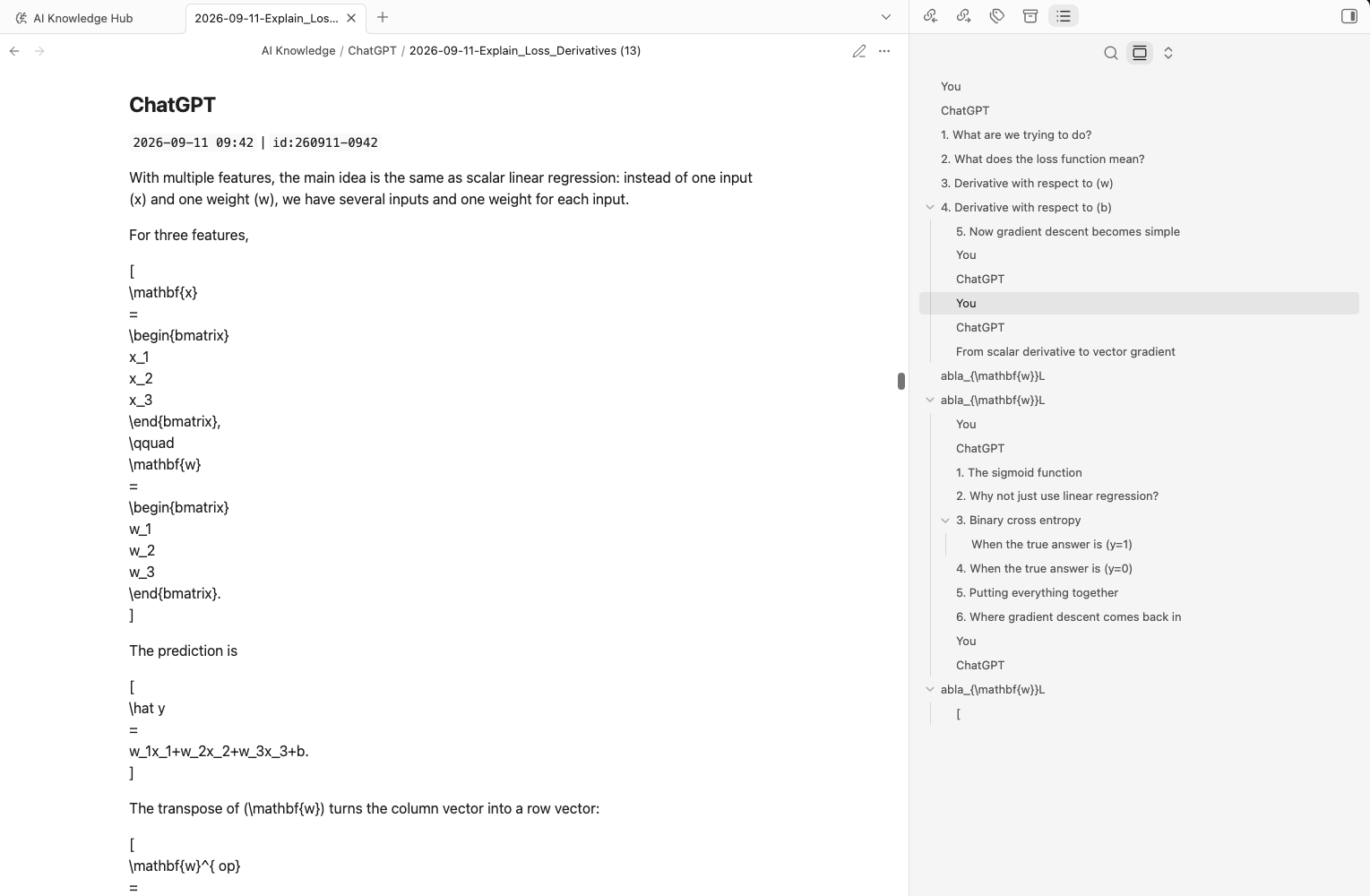 ChatGPT to Obsidian LaTeX export screenshot