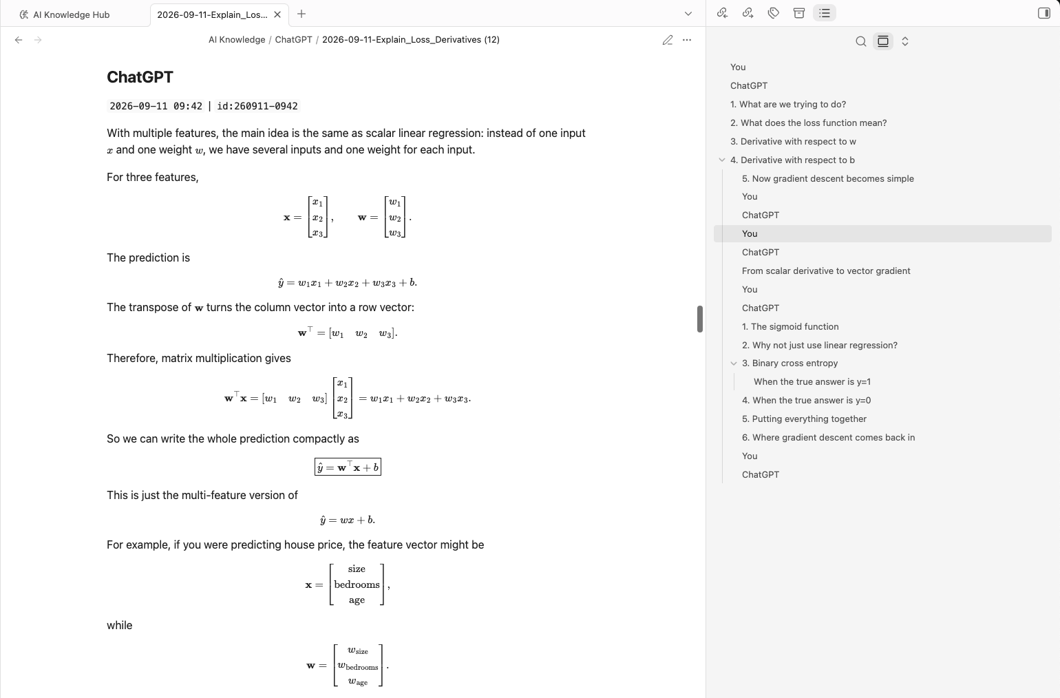ChatGPT to Obsidian LaTeX export screenshot