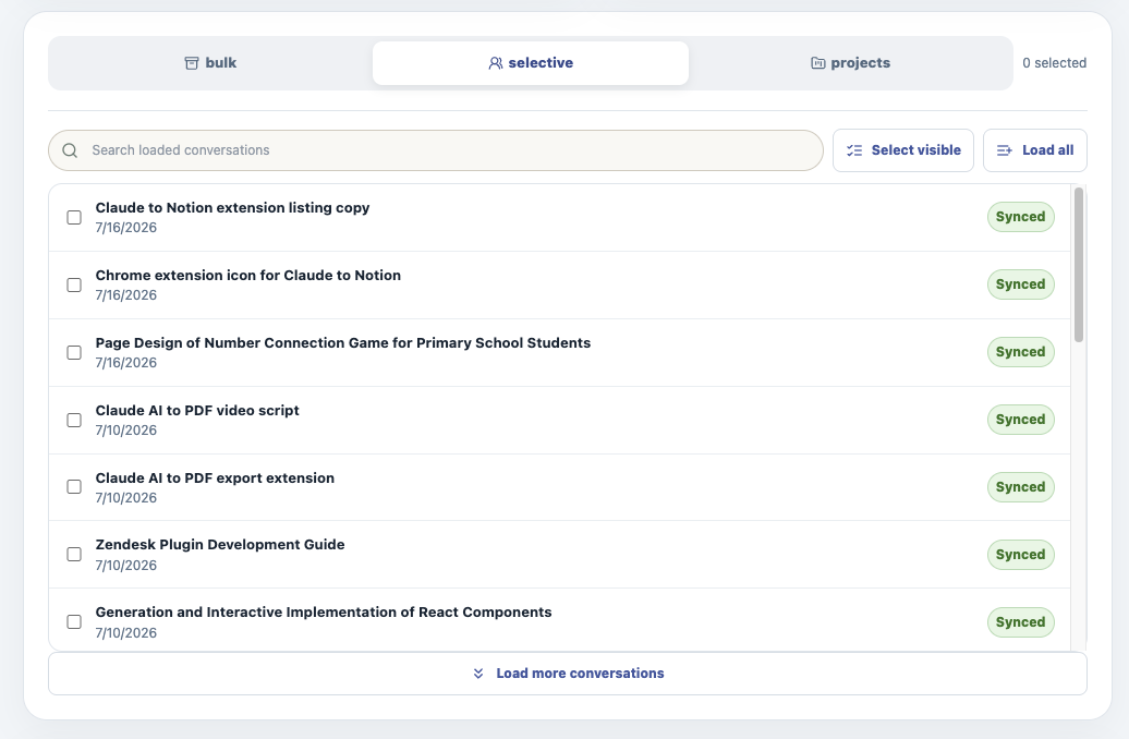 Batch-select many conversations in one run
