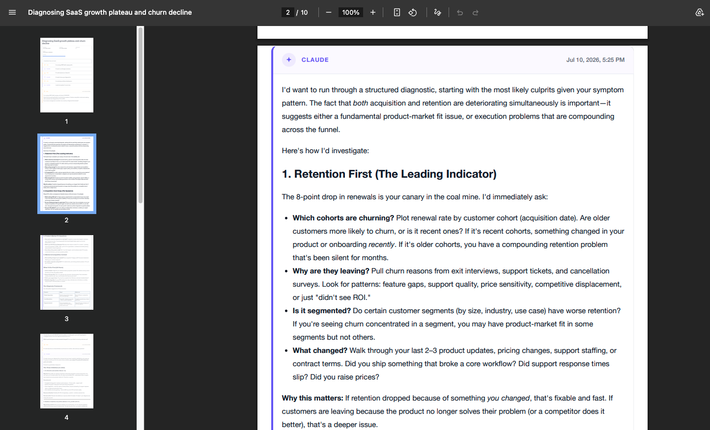 Finished Claude conversation PDF in Chrome