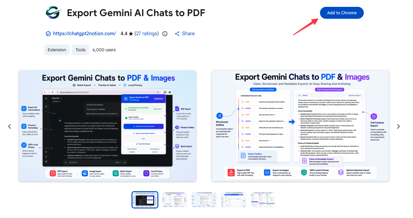 Export Gemini to PDF install and pin