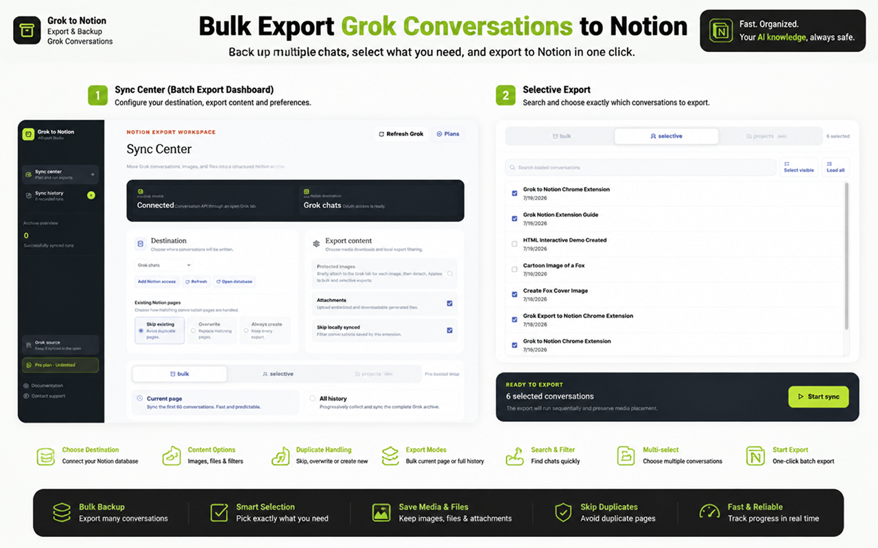 Bulk and Selective export in Sync Center