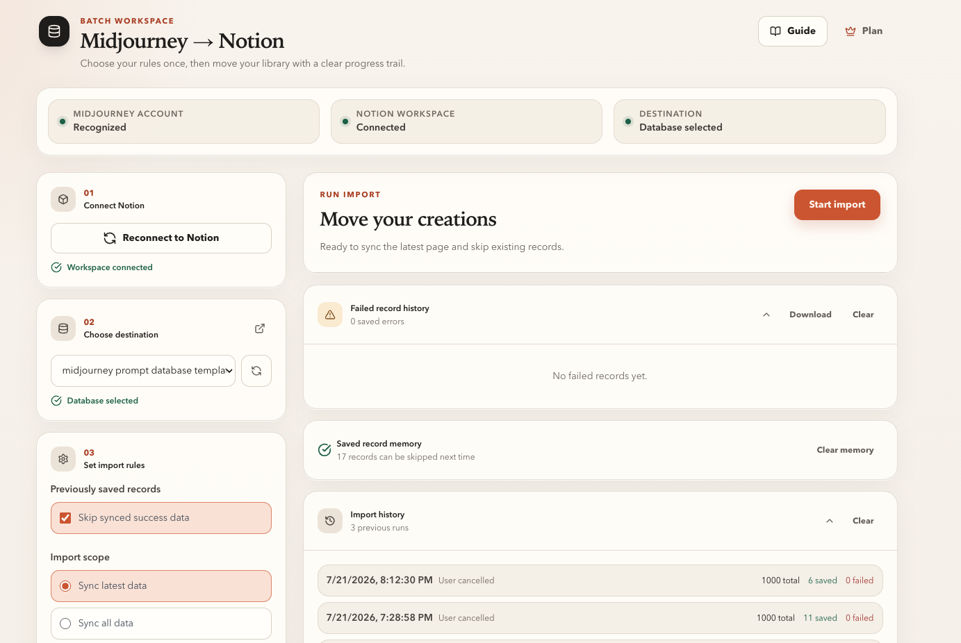 Batch export workspace